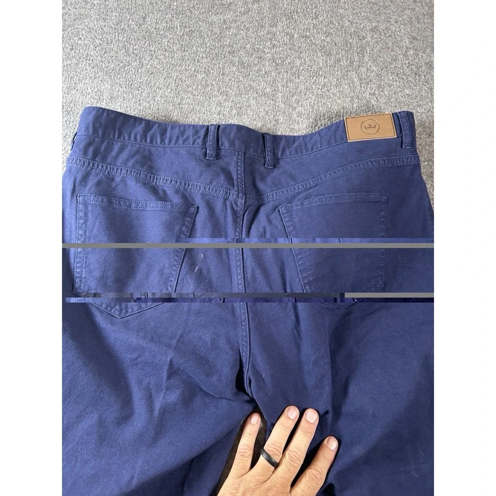 Peter Millar Crown Vintage Canvas Pants Men 38x33 Blue‎ 5-Pocket Stretch MF18B86
